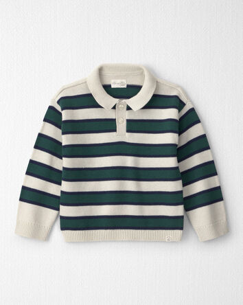 Tout-petit gar&ccedil;on - Chandail polo en tricot de coton biologique &agrave; rayures, 