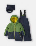 Toddler Boy  2 Piece Snowsuit With Chest Pocket- Green, image 1 of 13 slides