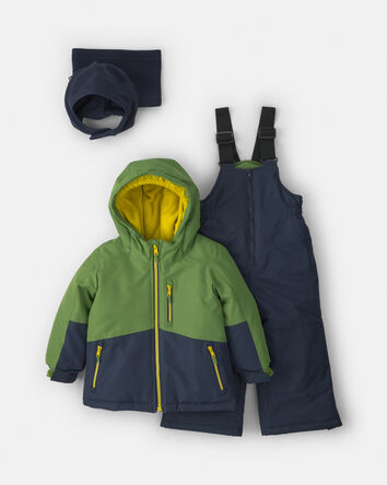 Toddler Boy  2 Piece Snowsuit With Chest Pocket- Green, 