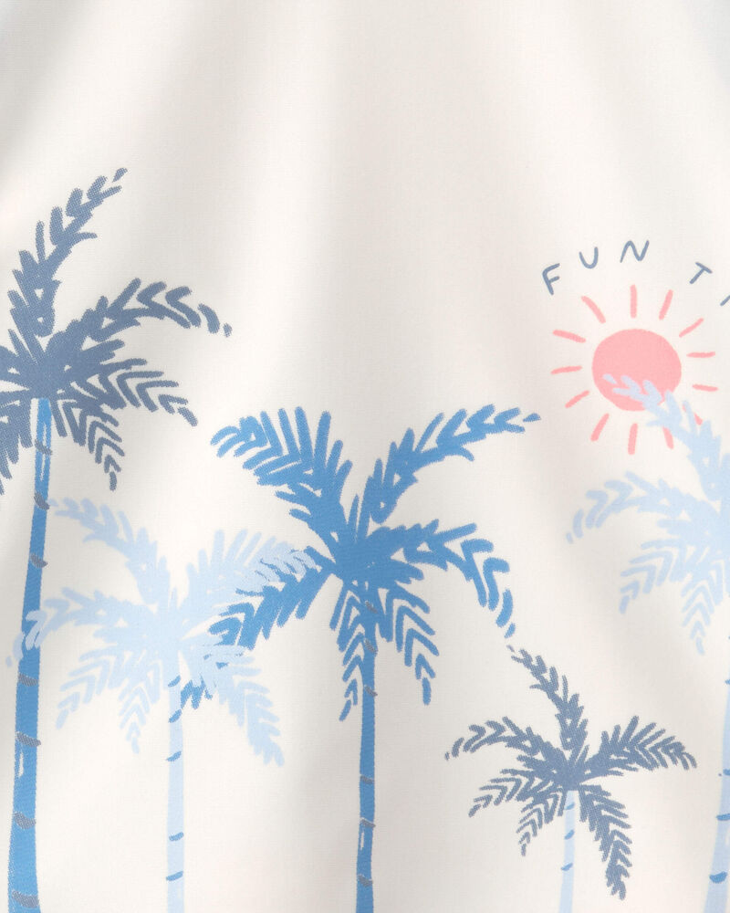 Baby Boy 3-Piece Palm Tree Solid Long-Sleeve Rashguard Swimsuit Set - Blue/White, image 4 of 5 slides