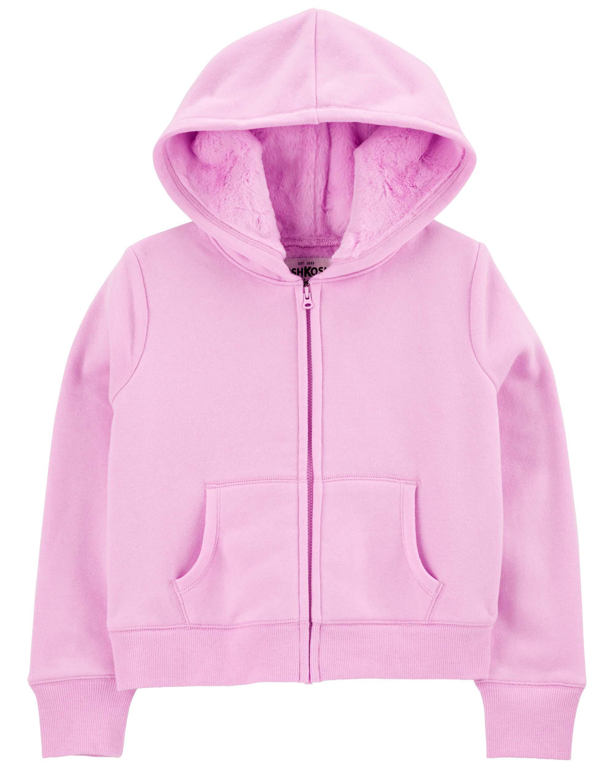 Kids Girls Kid Fleece Lined Zip Up Jacket Pink 6 6X OshKosh Bgosh