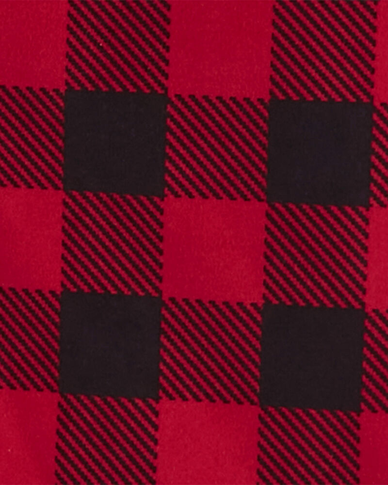 Adult 2-Piece Buffalo Check Fleece Coat Style Pyjamas, image 2 of 3 slides