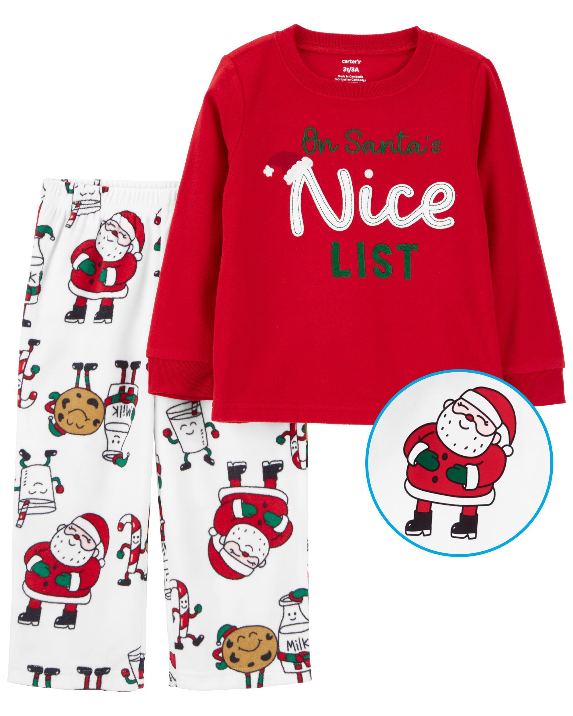 Beige 2 Piece Santa Cookies Fleece Pyjamas Carter s Oshkosh Canada