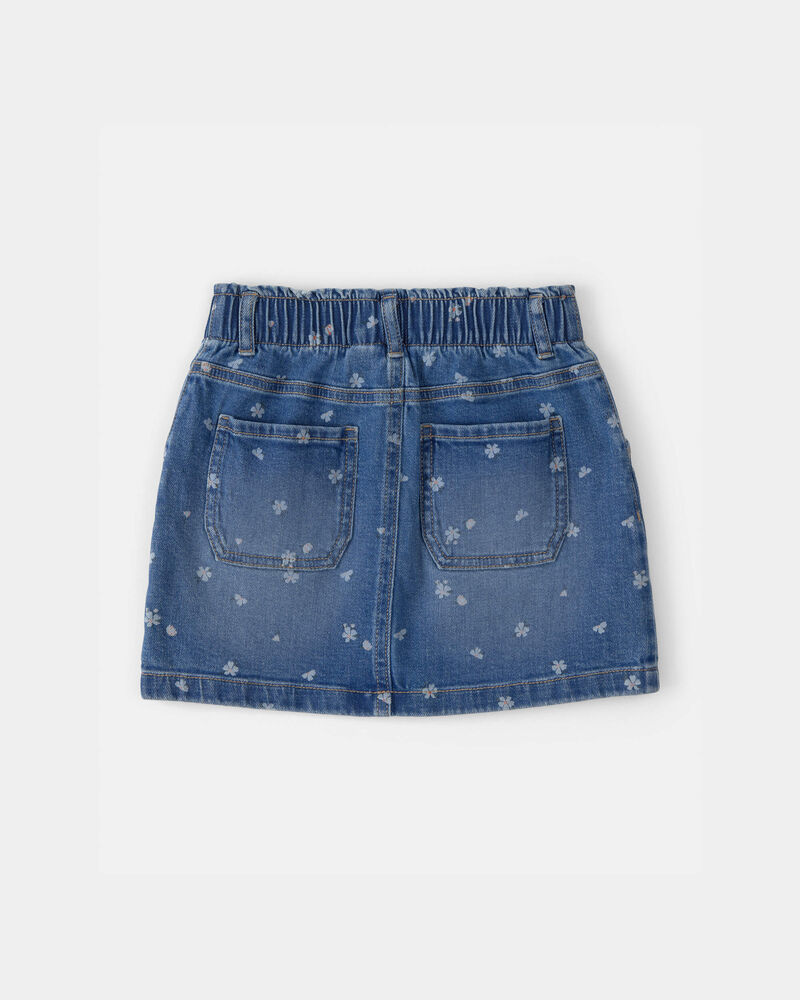 Filles - Jupe utilitaire en denim, floral - D&eacute;lav&eacute; fonc&eacute;, image 2 sur 3 diapositives