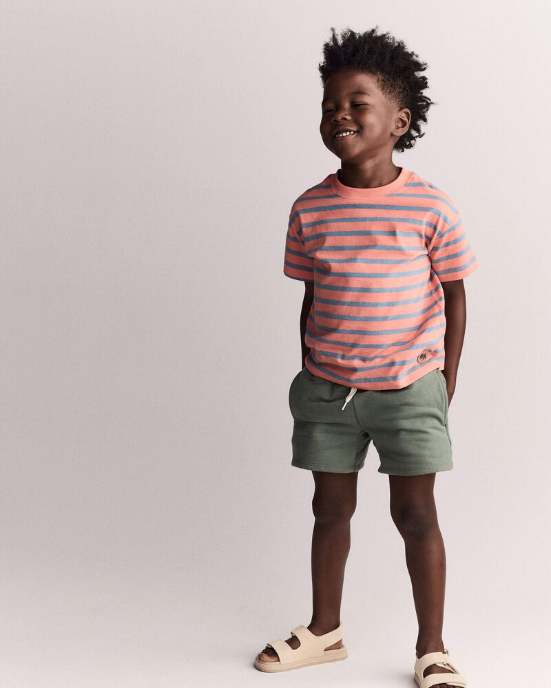 Toddler Boy Relaxed Tee in Stripes - Orange/Blue, image 3 of 6 slides