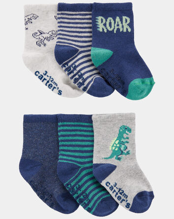 B&eacute;b&eacute; gar&ccedil;on - 6 paires de chaussettes &agrave; motifs de dinosaures, 