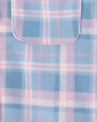 Girls Plaid Fleece Jacket - Blue, image 2 of 3 slides