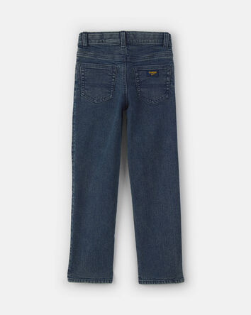 Boys Patched Denim Straight Jeans - Medium Wash, 