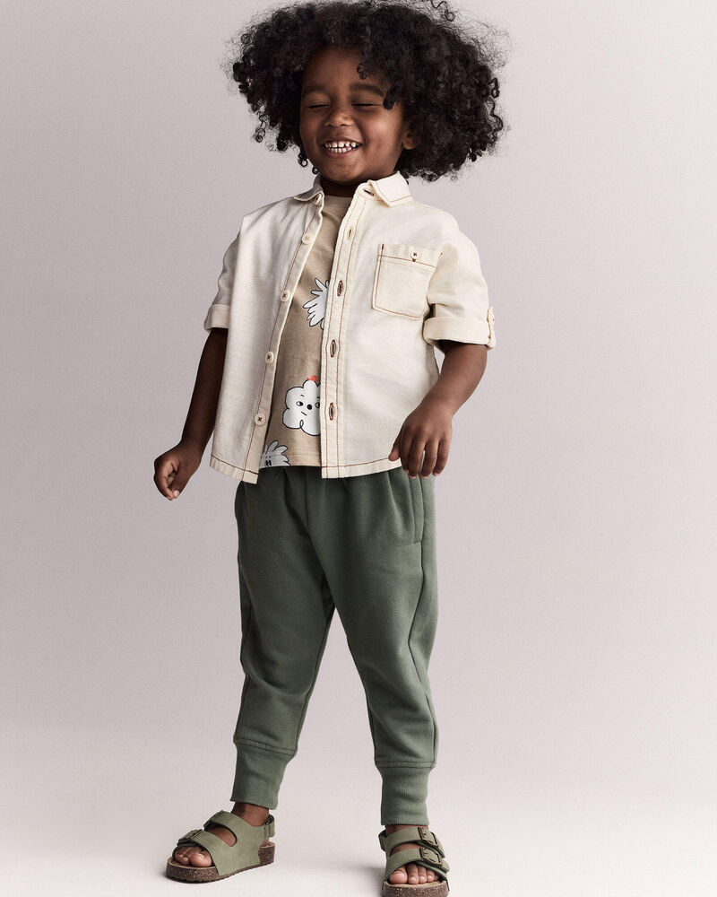 Tout-petit gar&ccedil;on - Chemise boutonn&eacute;e &agrave; manches courtes - Cr&egrave;me, image 3 sur 6 diapositives