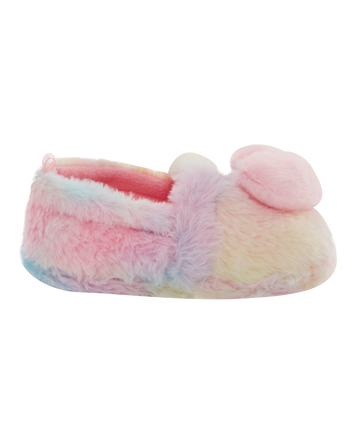 Rainbow Heart Faux Fur Loafer Slippers, 