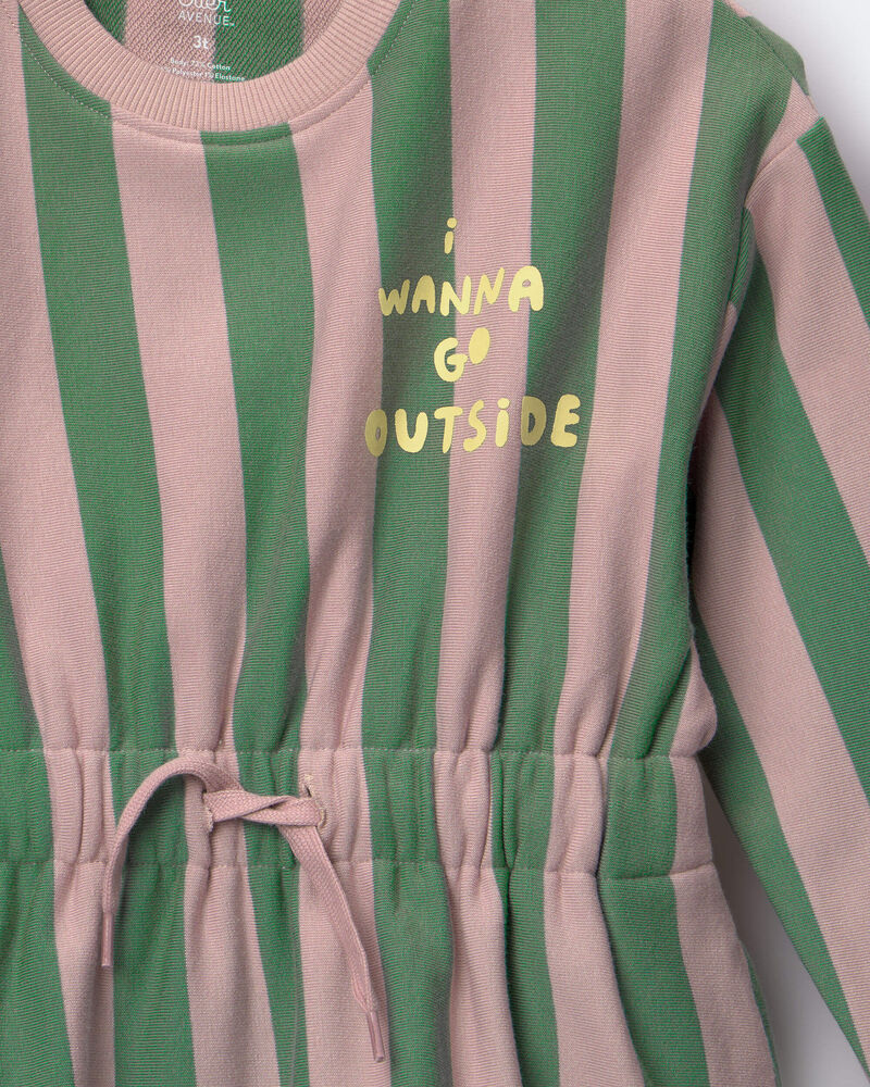 Toddler Girl Tie-Front Dress in Stripes - Mauve, image 2 of 2 slides