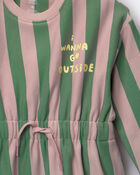 Toddler Girl Tie-Front Dress in Stripes - Mauve, image 2 of 2 slides