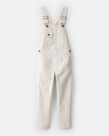 Girls Cotton Sleeveless Overalls - Cream, 
