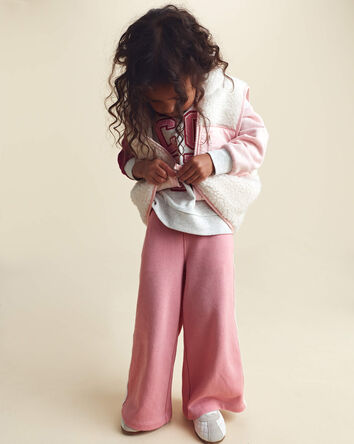 Toddler Girl French Terry Wide-Leg Pants - Pink, 