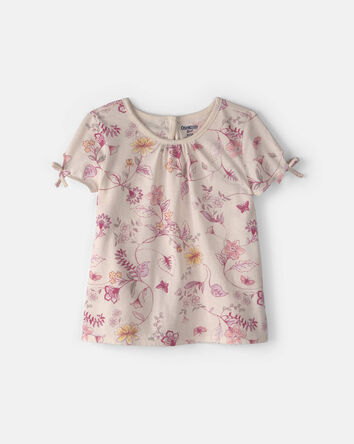 Toddler Girl Floral Tie-Sleeve Top - Ivory, 