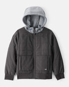 Boys Long-Sleeve Midweight Quilted Bomber Jacket - Black, image 1 of 3 slides