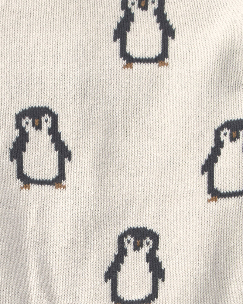 Baby 2-Piece Organic Cotton Sweater Knit Top & Pant Set in Penguins, image 4 of 4 slides