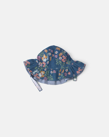 Baby Girl Floral Chambray Bucket Hat, 