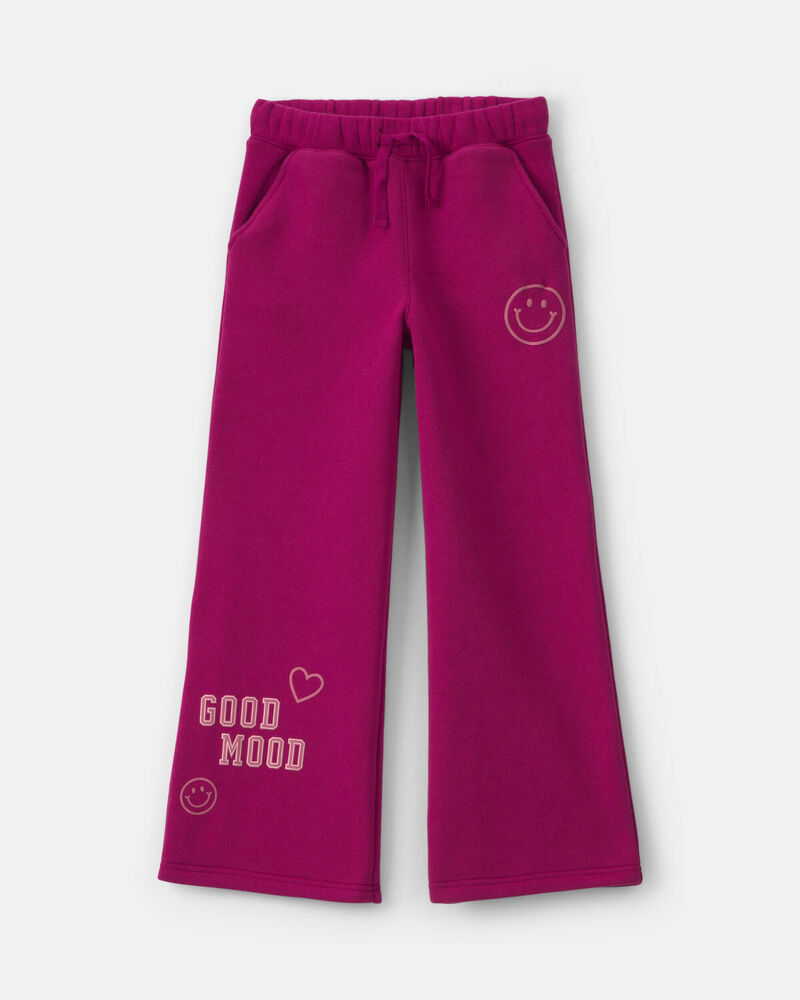 Filles - Pantalon de sport en molleton &agrave; jambe large et motif c&oelig;ur &ndash; Bourgogne, image 1 sur 3 diapositives