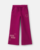 Filles - Pantalon de sport en molleton &agrave; jambe large et motif c&oelig;ur &ndash; Bourgogne, image 1 sur 3 diapositives
