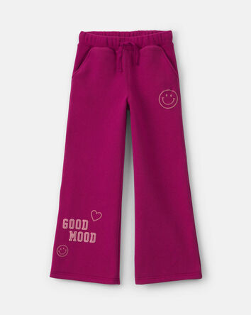 Filles - Pantalon de sport en molleton &agrave; jambe large et motif c&oelig;ur &ndash; Bourgogne, 