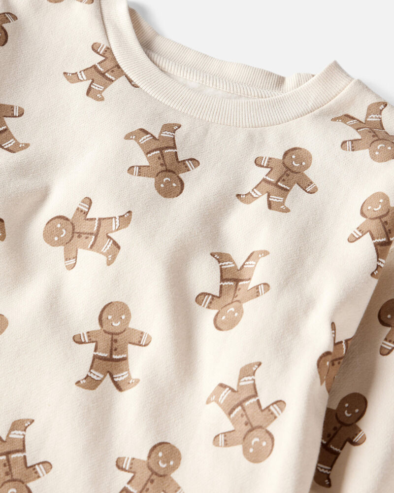 Kid Gingerbread Man Holiday Pullover Made with Organic Cotton, image 2 of 4 slides