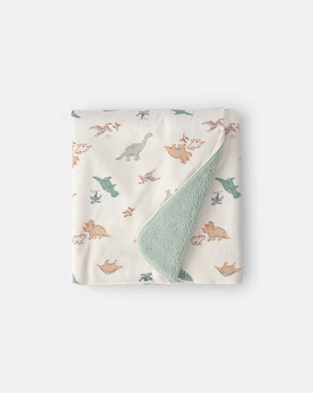 Baby Boy Dinosaur Plush Blanket - Green/Ivory, 