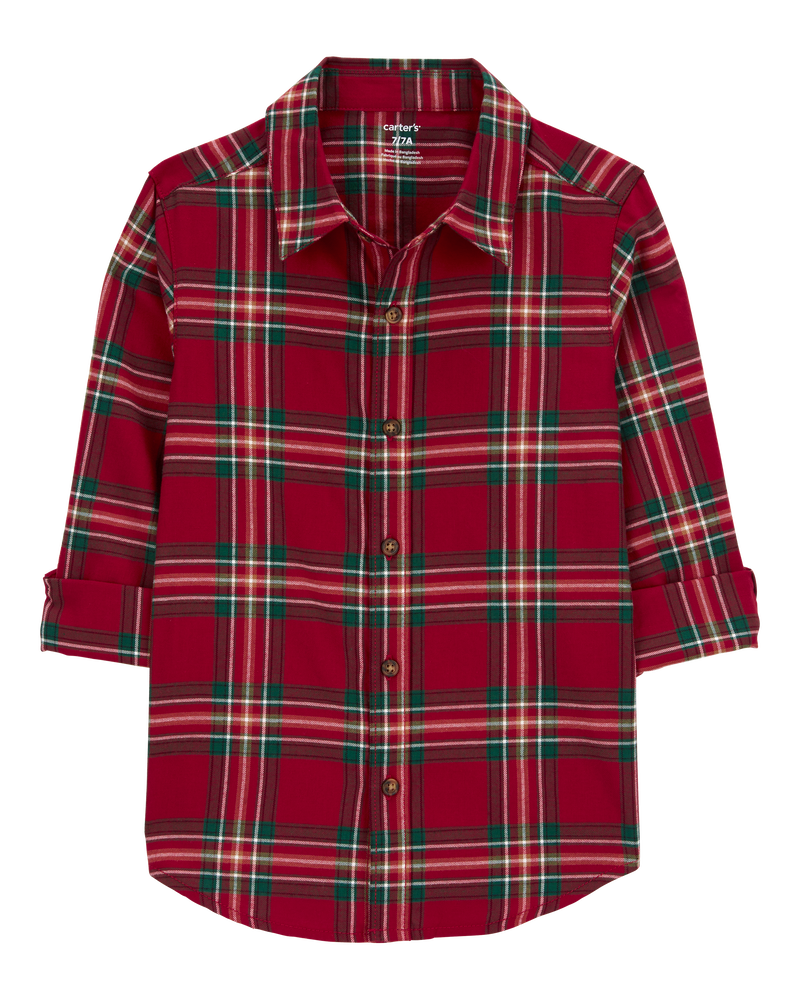 Kid Plaid Button-Down Shirt, image 2 of 4 slides