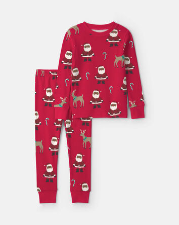Tout-petit - Pyjama ajust&eacute; 2 pi&egrave;ces en 100 % coton &agrave; motif p&egrave;re No&euml;l brun - Rouge, 
