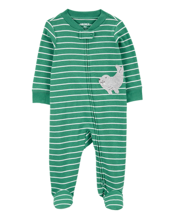 Baby Striped Walrus 2-Way Zip Sleeper Pyjamas, 