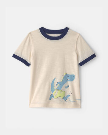 Toddler Boy Dinosaur Soccer Graphic Tee - Cream, 
