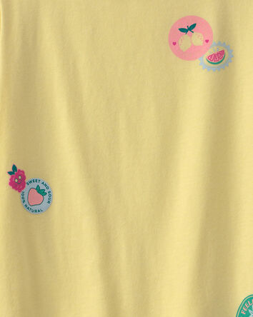 Filles - T-shirt &agrave; imprim&eacute; d&rsquo;autocollants de fruits - Jaune, 
