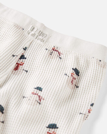 B&eacute;b&eacute; - Ensemble 2 pi&egrave;ces en tricot gaufr&eacute; fait de coton biologique &agrave; motif de bonhomme de neige, 