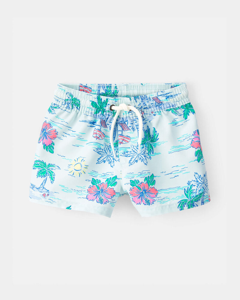 Baby Boy 2-Piece Beach Tropical Long-Sleeve Rashguard Trunk Set - Blue, image 4 of 6 slides