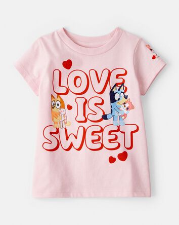Toddler Girl Valentine's Day Bluey&trade; Short-Sleeve Graphic Tee - Pink, 