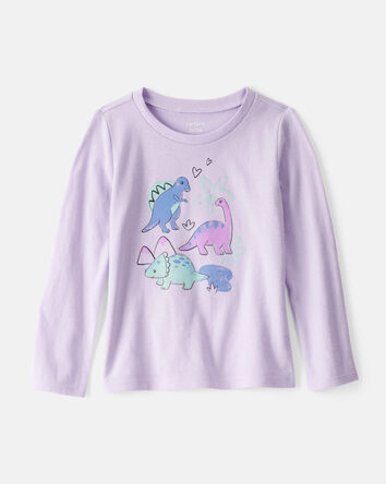 Tout-petit fille - T-shirt à manches longues à imprimé de dinosaures - Mauve, 