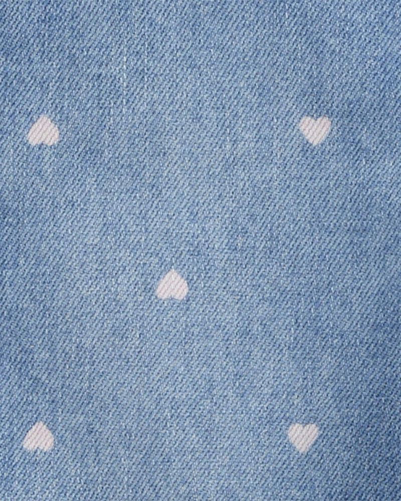 Tout-petit Salopette en denim tricot&eacute; &agrave; motifs de c&oelig;urs - Bleu, image 3 sur 3 diapositives
