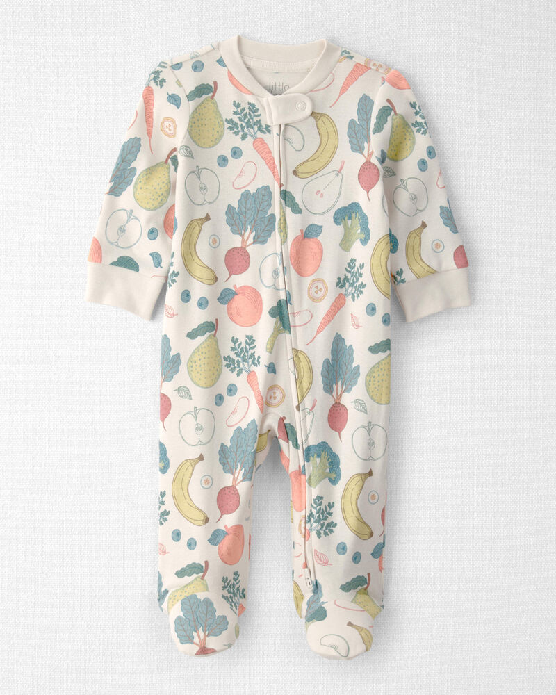 Baby Organic Cotton Sleeper Pyjama in Veggie Fruit Print , image 1 of 5 slides
