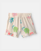 Baby Girl Ruffle-Trim Tropical Floral Shorts - Cream, image 2 of 4 slides