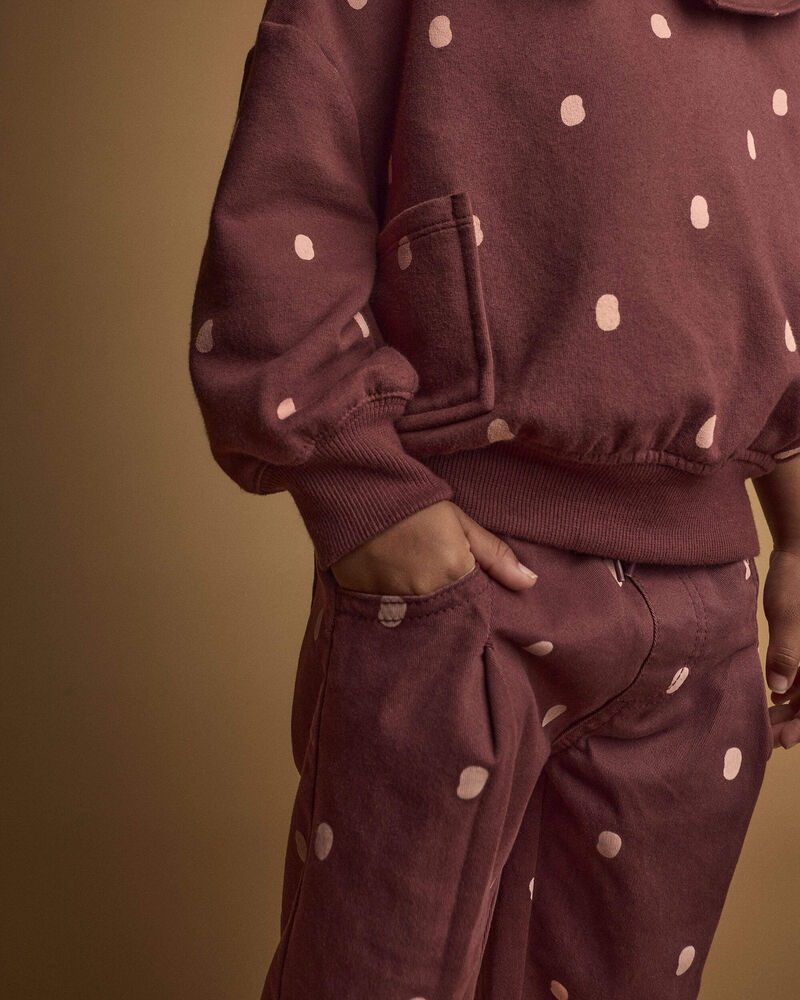 Toute-petit fille - Pantalon &agrave; plis &agrave; pois - Bourgogne, image 1 sur 6 diapositives