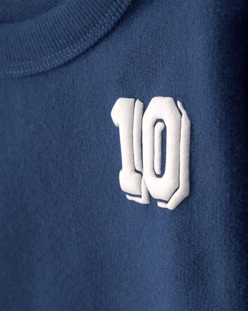 B&eacute;b&eacute; gar&ccedil;on - Chandail en jersey bouclette, style universitaire - Bleu, 