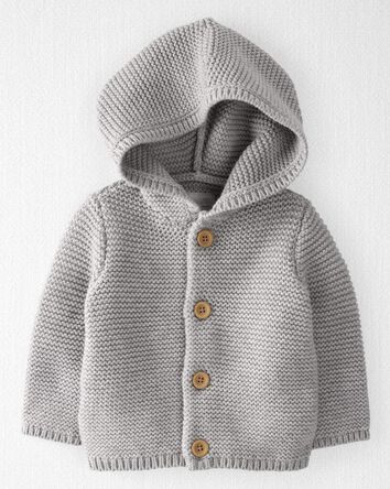 Baby Organic Cotton Signature Stitch Cardigan, 