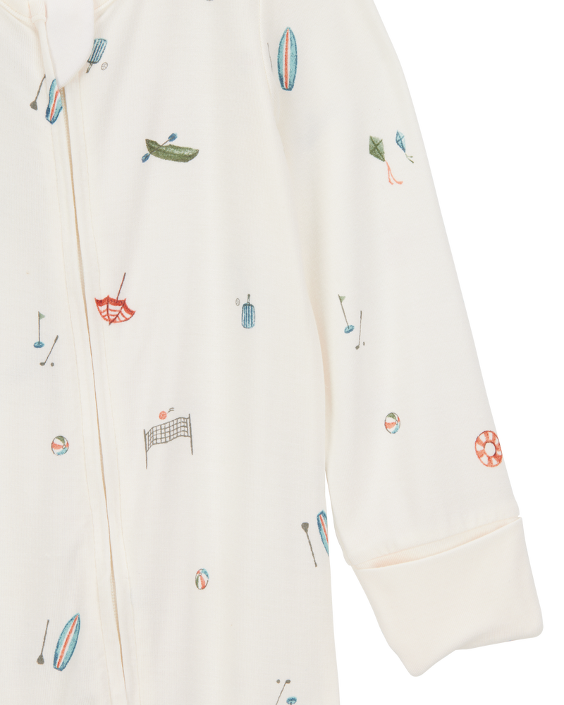 Baby Girl Camp Print Zip-Up PurelySoft Sleeper, image 2 of 7 slides