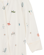 Baby Girl Camp Print Zip-Up PurelySoft Sleeper, image 2 of 7 slides