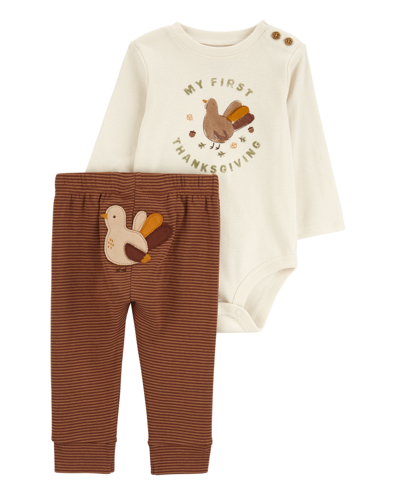 Ivory Brown Baby 2 Piece My First Thanksgiving Bodysuit Pant Set Carter s Oshkosh Canada