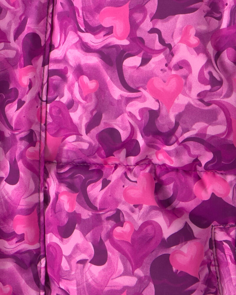 Girls 2 Piece Heart Puffer Snowsuit- Purple, image 6 of 13 slides