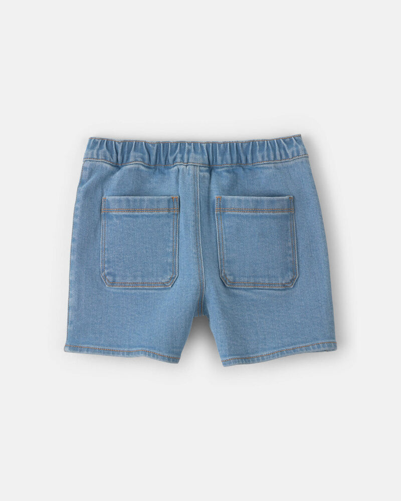 Girls Floral Embroidered Denim Wrap Skort - Medium Wash, image 7 of 9 slides