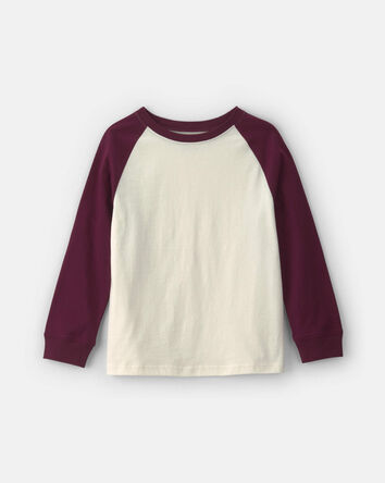 Boys Color Block Long-Sleeve T-Shirt - Cream/Burgundy, 