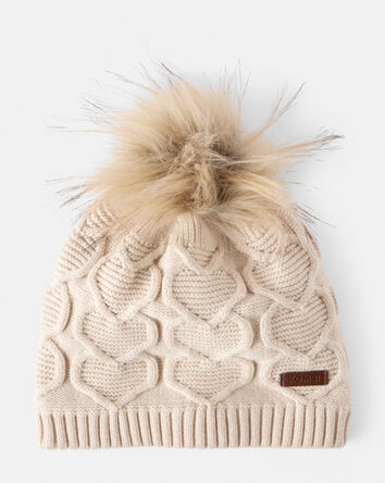 Toddler Girl KOMBI Cable Heart Pompom for Kids, 