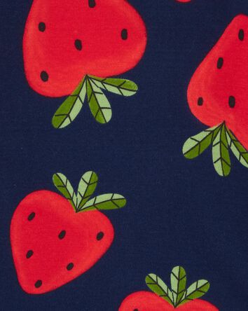 Pyjama 4 pièces en coton ajusté à imprimé de fraise, 